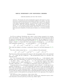 KRULL DIMENSION AND MONOMIAL ORDERS Introduction