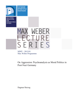 Max Weber Programme On Aggression: Psychoanalysis as Moral