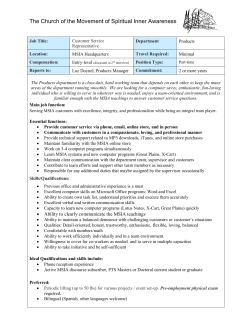 Job Title - Movement of Spiritual Inner Awareness