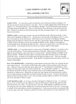 la.ke fishing guide to tillamook county
