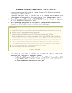 Registration and choice filling for Pharmacy Courses – NEUT 2016