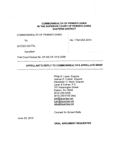 COMMONWEALTH OF PENNSYLVANIA QU`EED BATTS, Appellant