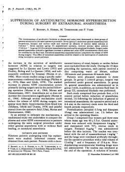suppression of antidiuretic hormone hypersecretion during surgery