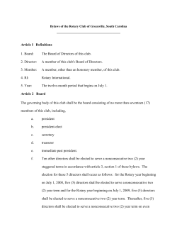 Bylaws of the Rotary Club of Greenville, South Carolina