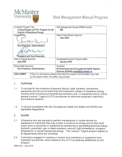 306 Lockout / Tag-out Program