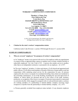 CALIFORNIA WORKERS` COMPENSATION COMPENDIUM