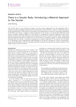 There is a Sexular Body - Secularism and Nonreligion