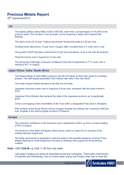 Precious Metals Report 29 September 2013