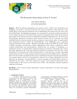 The Economic Nationalism of Jose P. Laurel