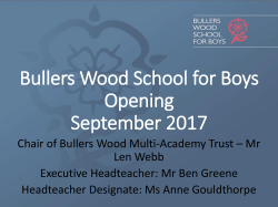 Bullers Wood School for Boys Opening September 2017