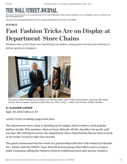 Fast-Fashion Tricks Are on Display at Department Store Chains