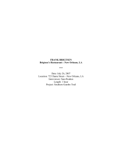 FRANK BRIGTSEN Brigtsen`s Restaurant—New Orleans, LA