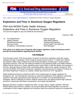 FDA Explosions and Fires in Aluminum Oxygen