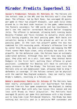 Mirador Predicts Superbowl 51