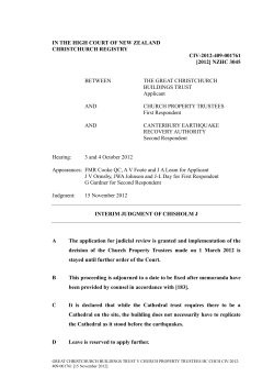 Interim High Court Decision - Restore Christchurch Cathedral