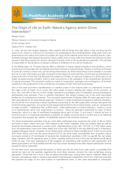 The Origin of Life on Earth: Nature`s Agency and/or Divine