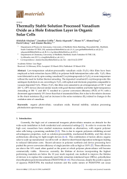 Thermally Stable Solution Processed Vanadium Oxide as a Hole