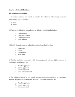 Chapter-1: Industrial Relations Self Assessment Questions 1