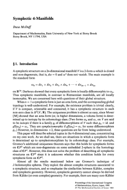 Symplectic 4-Manifolds - International Mathematical Union