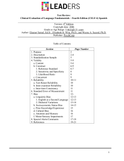 Clinical Evaluation of Language Fundamentals