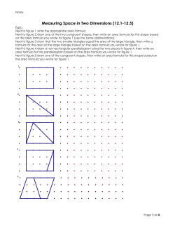 Measuring Space in Two Dimensions Part 1