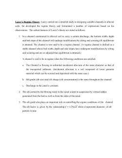 Lacey`s Regime Theory: Lacey carried out a detailed study in