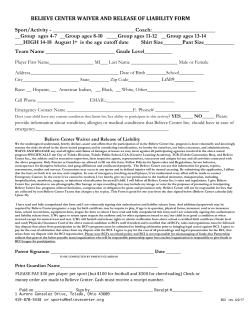 This form should be fill out for all BCI programs, activities and