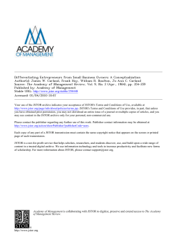 Differentiating Entrepreneurs from Small Business Owners: A