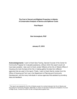 The Cost of Vacant and Blighted Properties in Atlanta