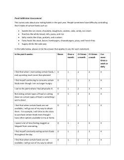 Food Addiction Assessment This survey asks about your eating