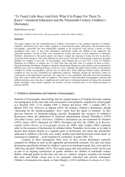 Gendered Education and the Nineteenth-Century Children