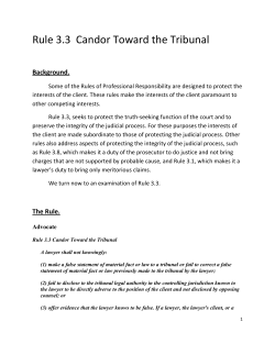 Rule 3.3 Candor Toward the Tribunal
