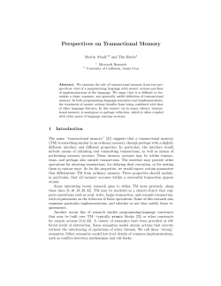 Perspectives on Transactional Memory