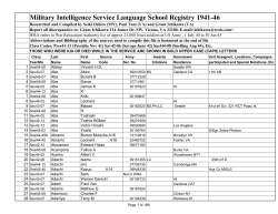 Military Intelligence Service Language School Registry 1941-46
