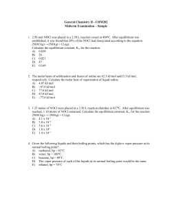 General Chemistry II - CHM202 Midterm Examination &ndash; Sample 1