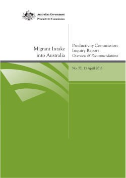Migrant Intake into Australia