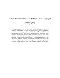 Human Noun Pluralization in Northern Luzon Languages