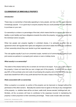 Short notes on: CO-OWNERSHIP OF IMMOVABLE PROPERTY