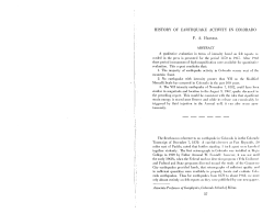 HISTORY OF EARTHQUAKE ACTIVITY IN COLORADO F. A.