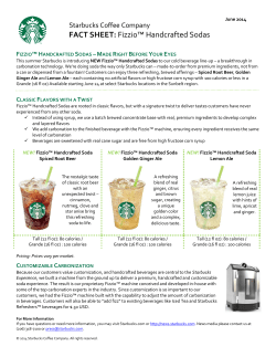 FACT SHEET: Fizzio&trade; Handcrafted Sodas