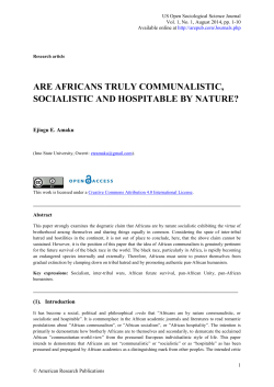 are africans truly communalistic, socialistic and hospitable by nature?