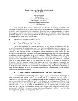 Patent Term and Patent Term Adjustment