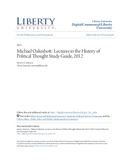Michael Oakeshott: Lectures in the History of Political Thought Study