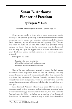 Susan B. Anthony: Pioneer of Freedom