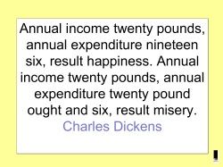 Annual income twenty pounds, annual expenditure nineteen six