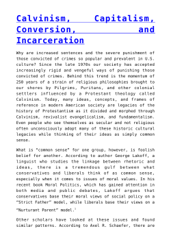 Calvinism, Capitalism, Conversion, and Incarceration