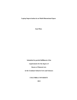 Laptop Improvisation in an Multi-Dimensional Space Sam Pluta