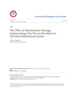 The Office of Administrative Hearings: Implementing a Due Process
