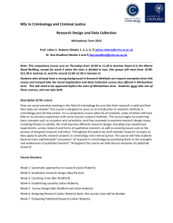 MSc in Criminology and Criminal Justice