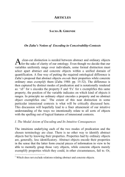 ARTICLES On Zalta`s Notion of Encoding in Conceivability